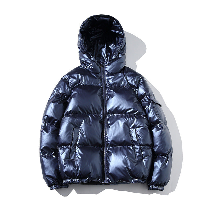 Mens Glossy Puffer Jacket Weatherproof Insulated Fleece-Lined Luxurious Shimmer Shine - Apparel & Accessories > Clothing > Outerwear > Coats & Jackets > Puffer Jackets from Carter Wear