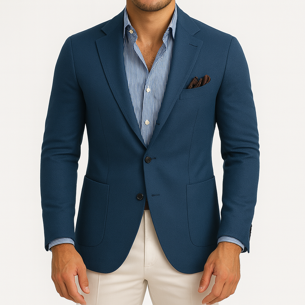 Lightweight Stretch Blazer - Slim-Fit Notch Lapel Breathable Everydaywear Smart Wardrobe - Apparel & Accessories > Clothing > Outerwear > Coats & Jackets > Sport Jackets from Carter Wear