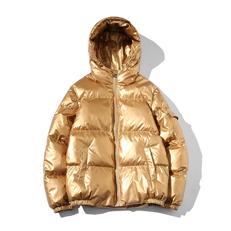 Mens Glossy Puffer Jacket Weatherproof Insulated Fleece-Lined Luxurious Shimmer Shine - Apparel & Accessories > Clothing > Outerwear > Coats & Jackets > Puffer Jackets from Carter Wear