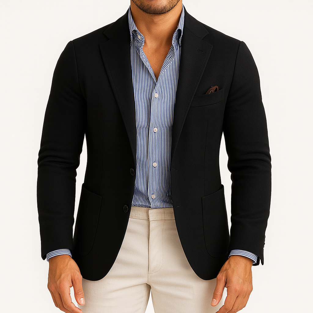 Lightweight Stretch Blazer - Slim-Fit Notch Lapel Breathable Everydaywear Smart Wardrobe - Apparel & Accessories > Clothing > Outerwear > Coats & Jackets > Sport Jackets from Carter Wear