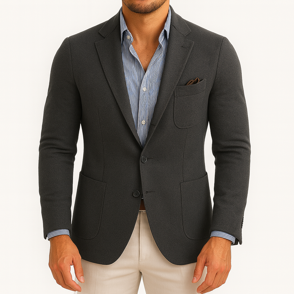 Lightweight Stretch Blazer - Slim-Fit Notch Lapel Breathable Everydaywear Smart Wardrobe - Apparel & Accessories > Clothing > Outerwear > Coats & Jackets > Sport Jackets from Carter Wear