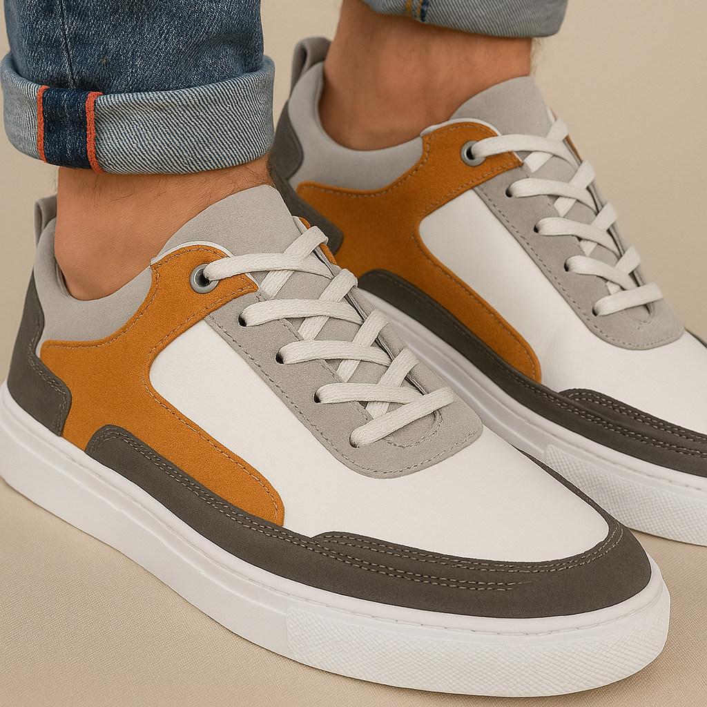 Two-Tone Leather Sneakers All-Day Comfort - Apparel & Accessories > Shoes > Sneakers from Carter Wear