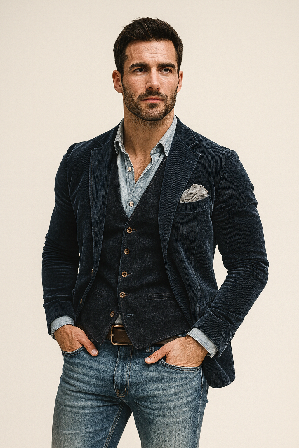 Men's Premium Corduroy Blazer And Waistcoat – Luxuriously Tailored Everyday Warmth - Apparel & Accessories > Clothing > Outerwear > Coats & Jackets > Sport Jackets from Carter Wear