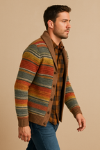 Mens Multicoloured Organic Cotton Cardigan With Striped Detailing Lightweight Breathable - Apparel & Accessories > Clothing > Clothing Tops > Cardigans from Carter Wear