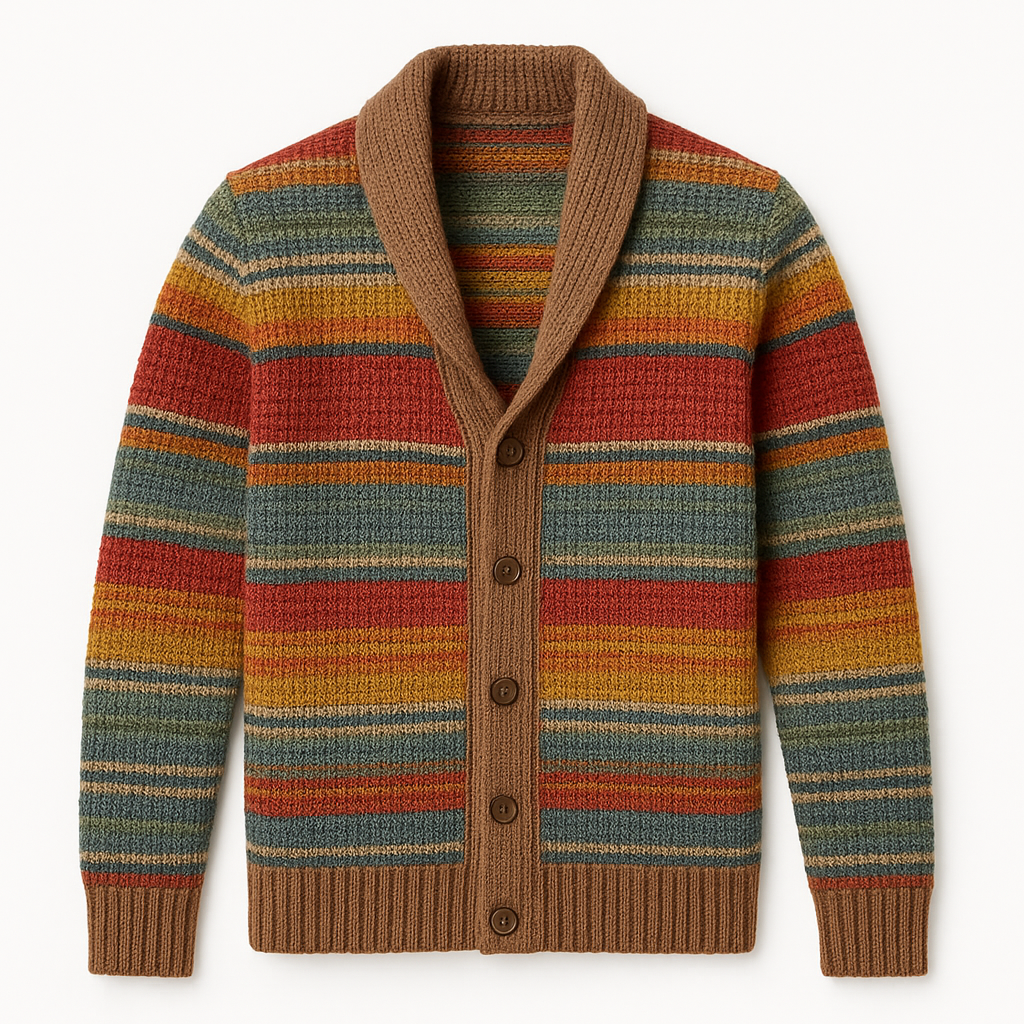 Mens Multicoloured Organic Cotton Cardigan With Striped Detailing Lightweight Breathable - Apparel & Accessories > Clothing > Clothing Tops > Cardigans from Carter Wear