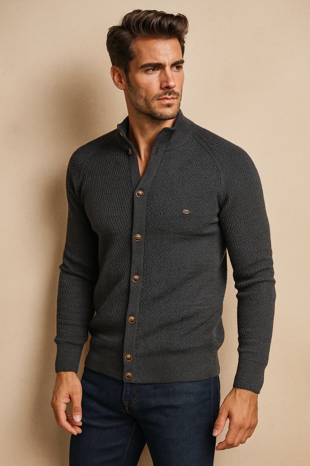 Men’s Cashmere Cardigan Luxuriously Soft with Premium Wool Warmth - Apparel & Accessories > Clothing > Clothing Tops > Cardigans from Carter Wear