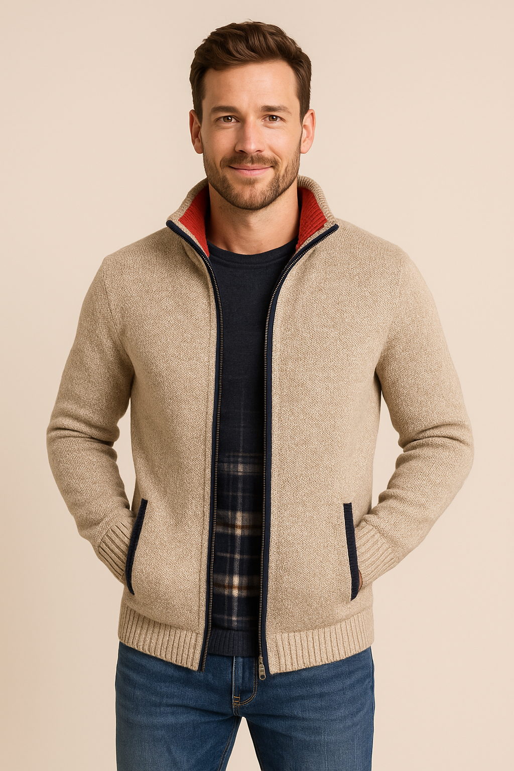 Mens Knitted Fleece Zip Jacket With Thermal Insulation - Apparel & Accessories > Clothing > Outerwear > Coats & Jackets from Carter Wear
