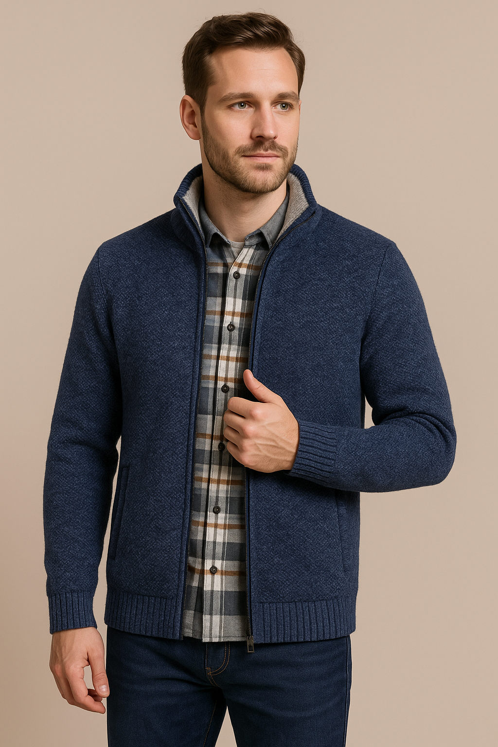 Mens Knitted Fleece Zip Jacket With Thermal Insulation - Apparel & Accessories > Clothing > Outerwear > Coats & Jackets from Carter Wear