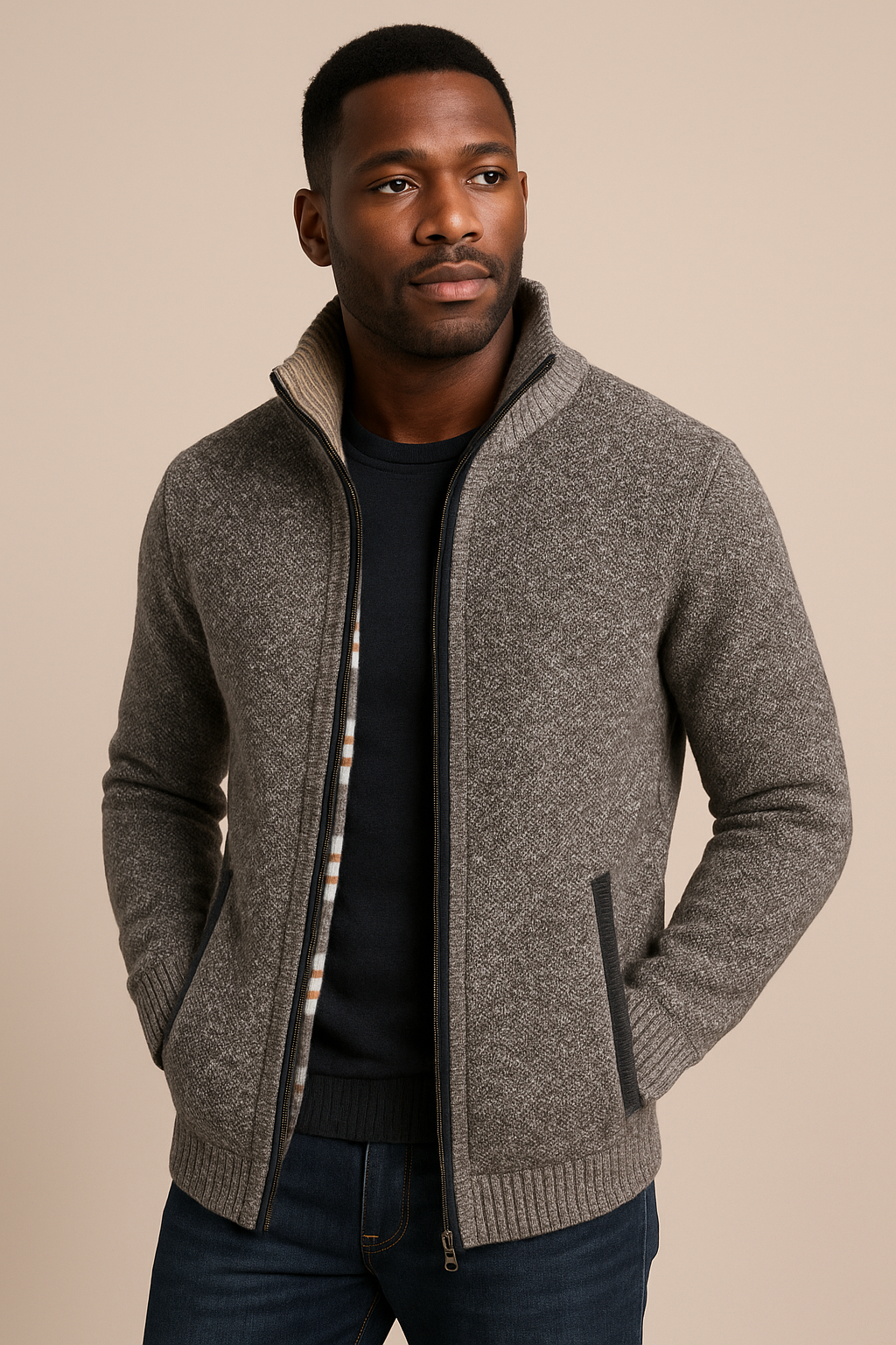 Mens Knitted Fleece Zip Jacket With Thermal Insulation - Apparel & Accessories > Clothing > Outerwear > Coats & Jackets from Carter Wear