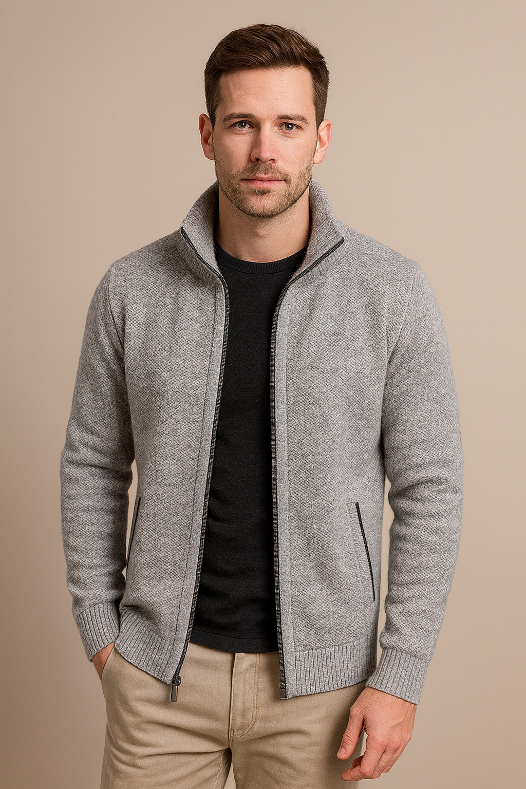 Mens Knitted Fleece Zip Jacket With Thermal Insulation - Apparel & Accessories > Clothing > Outerwear > Coats & Jackets from Carter Wear