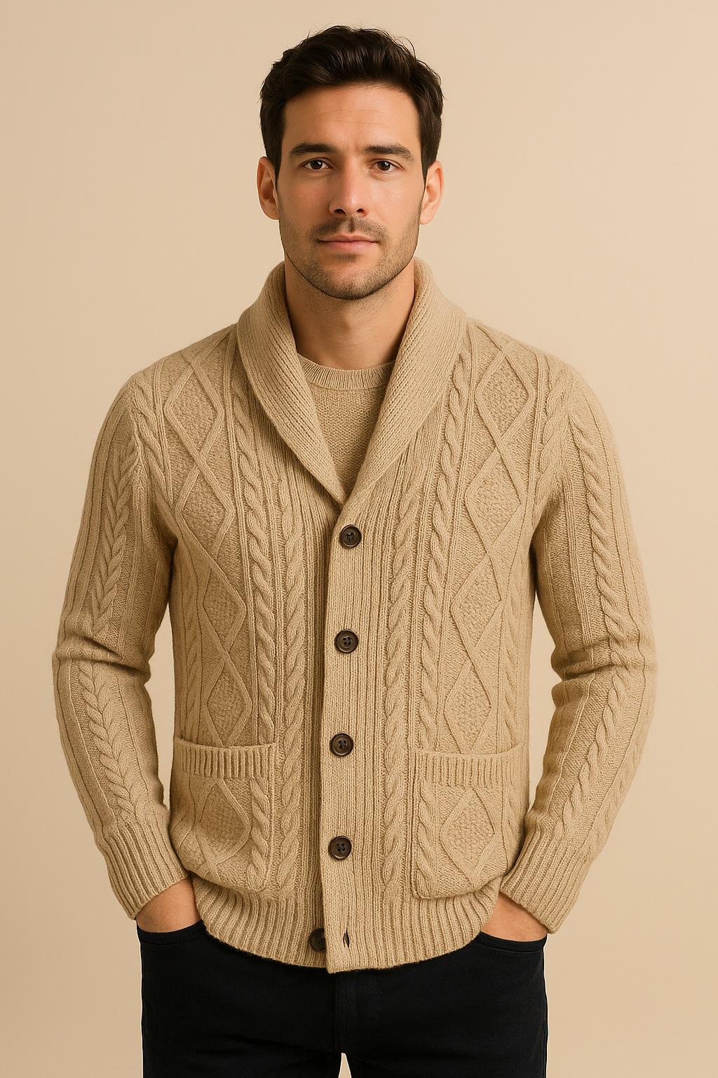 Mens Cashmere Shawl Collar Cardigan Luxuriously Soft - Apparel & Accessories > Clothing > Clothing Tops > Cardigans from Carter Wear