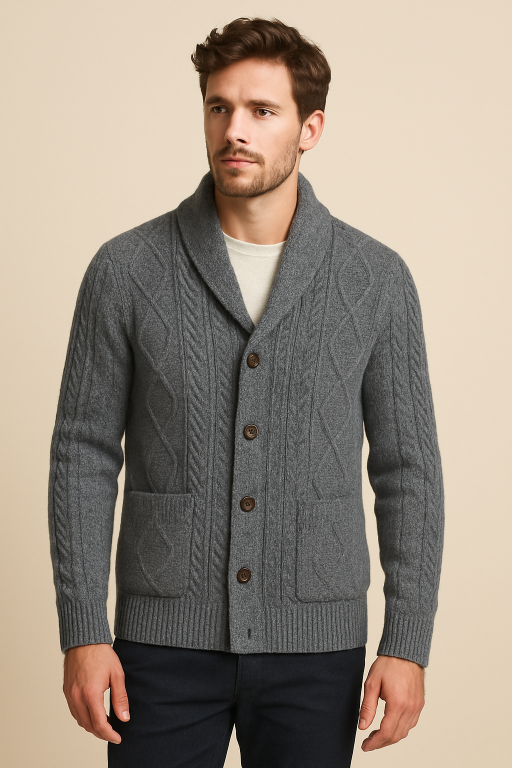 Mens Cashmere Shawl Collar Cardigan Luxuriously Soft - Apparel & Accessories > Clothing > Clothing Tops > Cardigans from Carter Wear