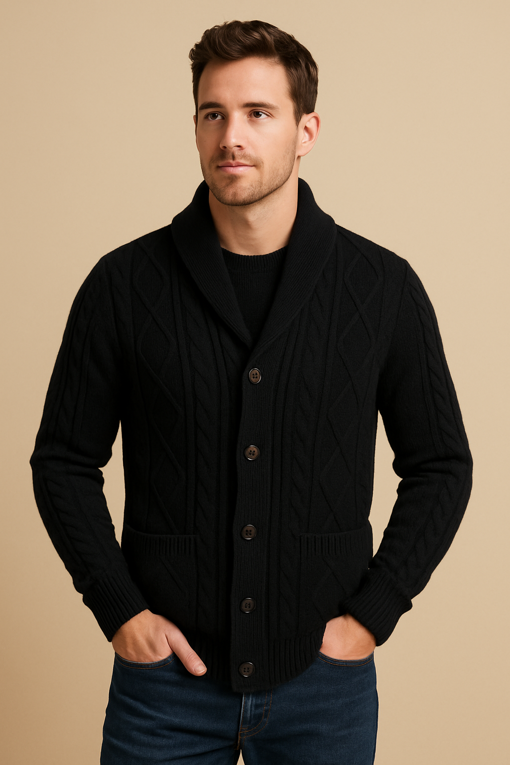 Mens Cashmere Shawl Collar Cardigan Luxuriously Soft - Apparel & Accessories > Clothing > Clothing Tops > Cardigans from Carter Wear
