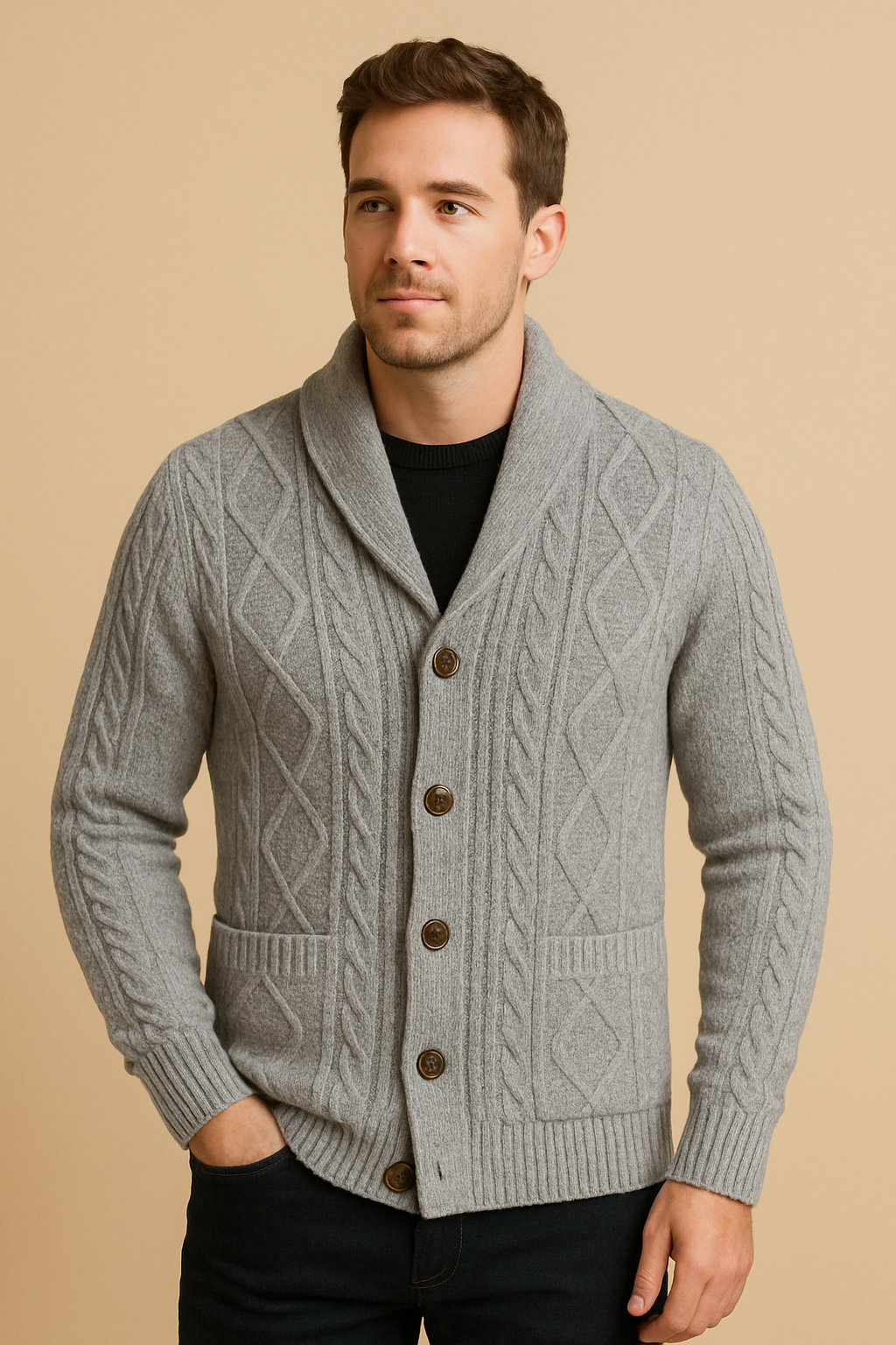 Mens Cashmere Shawl Collar Cardigan Luxuriously Soft - Apparel & Accessories > Clothing > Clothing Tops > Cardigans from Carter Wear