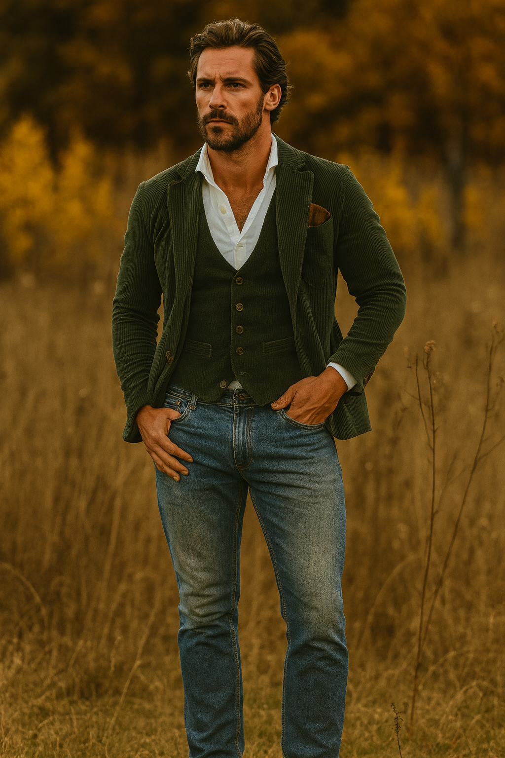 Men's Premium Corduroy Blazer And Waistcoat – Luxuriously Tailored Everyday Warmth - Apparel & Accessories > Clothing > Outerwear > Coats & Jackets > Sport Jackets from Carter Wear