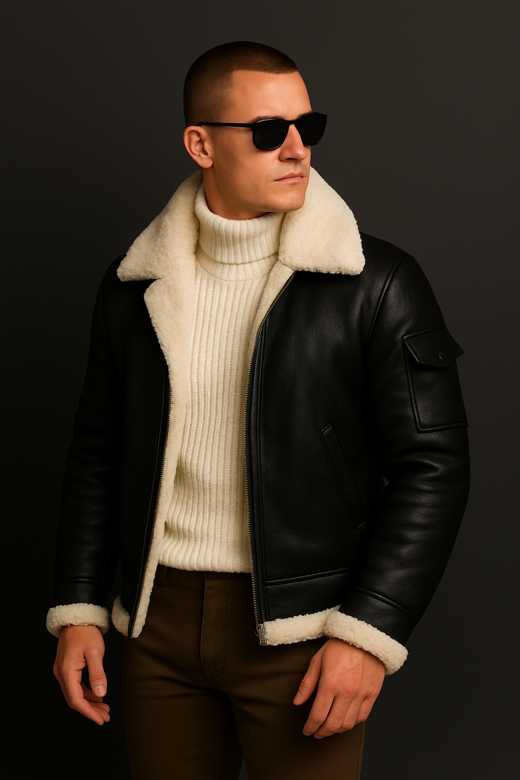 Luxurious Premium Aviator Jacket Featuring Insulated Weatherproof Shearling Lining - Apparel & Accessories > Clothing > Outerwear > Coats & Jackets > Parkas from Carter Wear