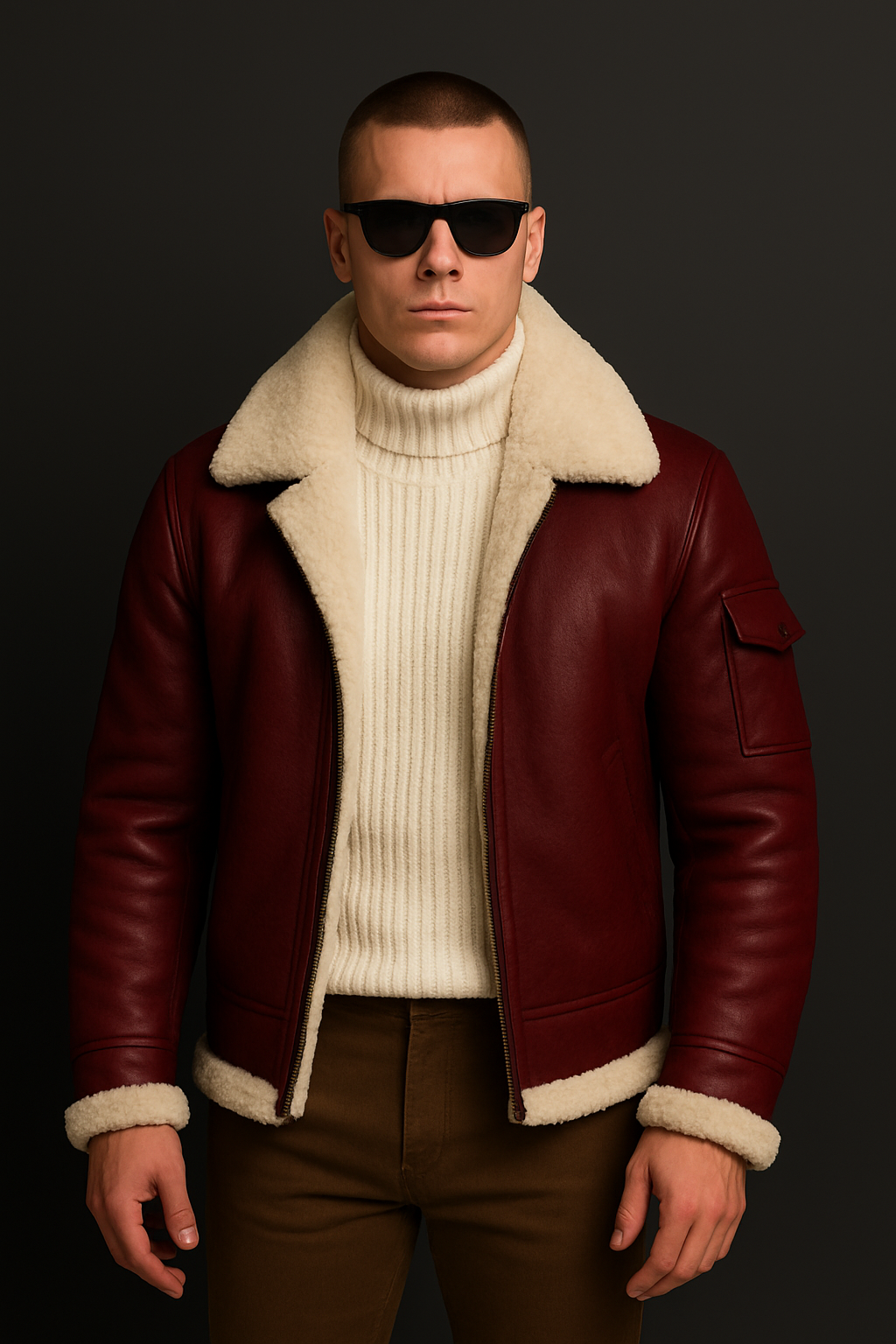 Luxurious Premium Aviator Jacket Featuring Insulated Weatherproof Shearling Lining - Apparel & Accessories > Clothing > Outerwear > Coats & Jackets > Parkas from Carter Wear