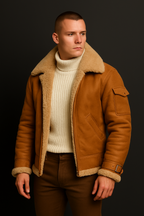 Luxurious Premium Aviator Jacket Featuring Insulated Weatherproof Shearling Lining - Apparel & Accessories > Clothing > Outerwear > Coats & Jackets > Parkas from Carter Wear