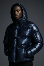 Mens Glossy Puffer Jacket Weatherproof Insulated Fleece-Lined Luxurious Shimmer Shine - Apparel & Accessories > Clothing > Outerwear > Coats & Jackets > Puffer Jackets from Carter Wear