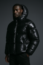 Mens Glossy Puffer Jacket Weatherproof Insulated Fleece-Lined Luxurious Shimmer Shine - Apparel & Accessories > Clothing > Outerwear > Coats & Jackets > Puffer Jackets from Carter Wear