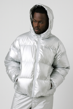 Mens Glossy Puffer Jacket Weatherproof Insulated Fleece-Lined Luxurious Shimmer Shine - Apparel & Accessories > Clothing > Outerwear > Coats & Jackets > Puffer Jackets from Carter Wear