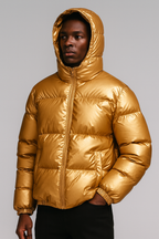 Mens Glossy Puffer Jacket Weatherproof Insulated Fleece-Lined Luxurious Shimmer Shine - Apparel & Accessories > Clothing > Outerwear > Coats & Jackets > Puffer Jackets from Carter Wear