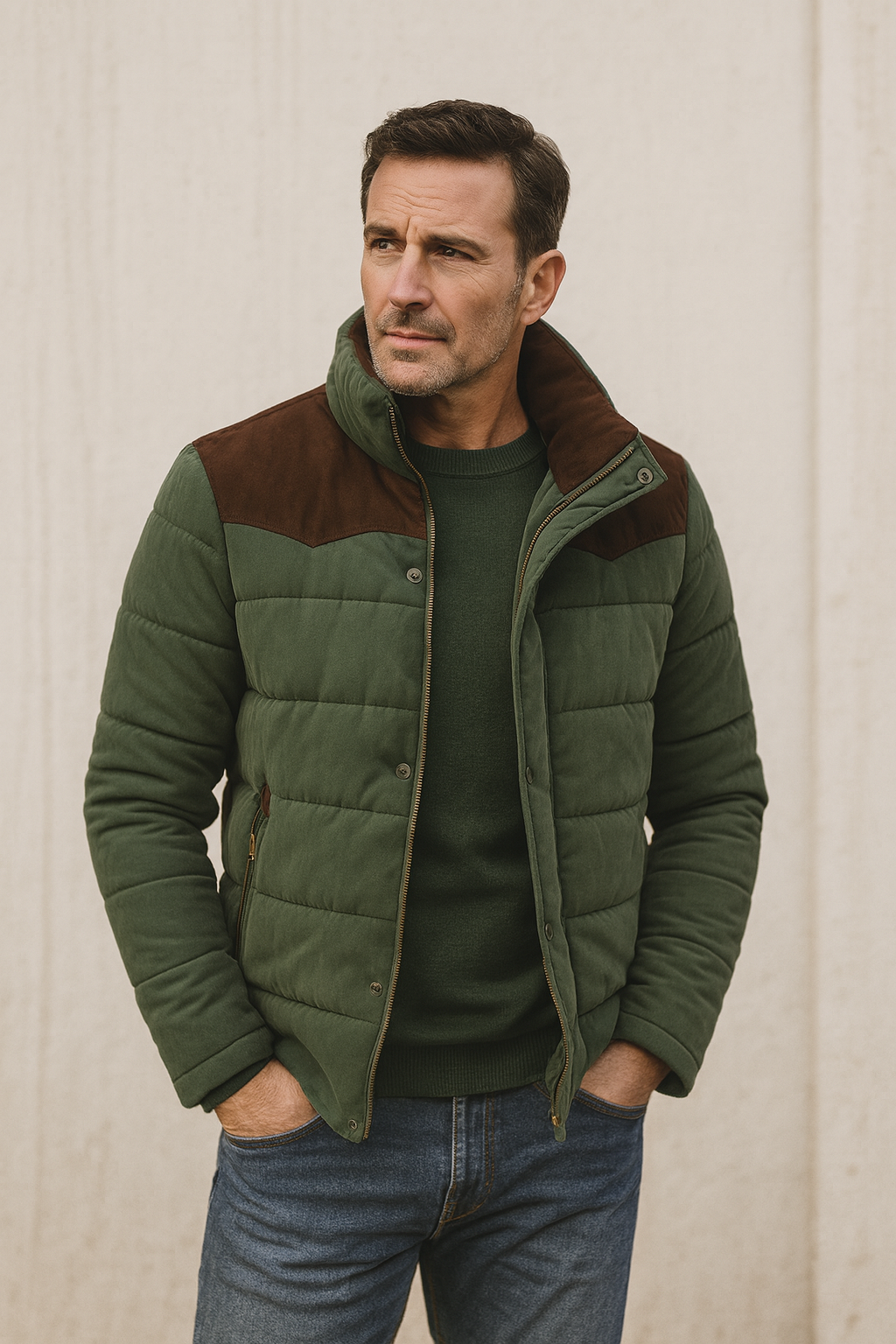 Menswear Quilted Winter Jacket With Suede Shoulder Panels ThermalLining Luxurious - Apparel & Accessories > Clothing > Outerwear > Coats & Jackets > Puffer Jackets from Carter Wear