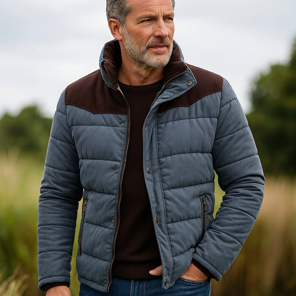 Menswear Quilted Winter Jacket With Suede Shoulder Panels ThermalLining Luxurious - Apparel & Accessories > Clothing > Outerwear > Coats & Jackets > Puffer Jackets from Carter Wear