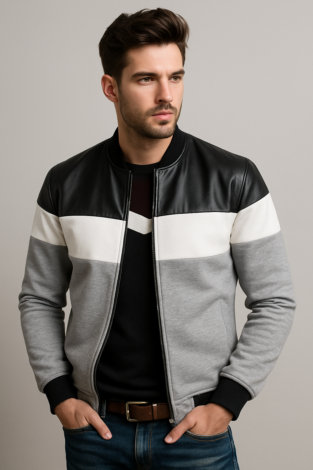 Mens Colour-Block Bomber Jacket – Lightweight Everyday Streetwear With Structured Fit - Apparel & Accessories > Clothing > Outerwear > Coats & Jackets > Bomber Jackets from Carter Wear