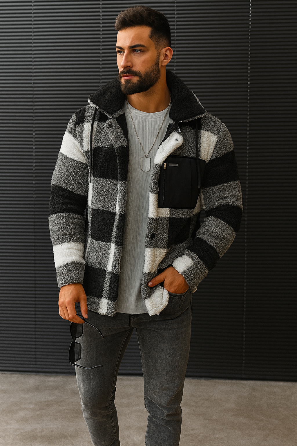 Mens Premium Sherpa Fleece Plaid Jacket Thermally Insulated - Apparel & Accessories > Clothing > Outerwear > Coats & Jackets from Carter Wear