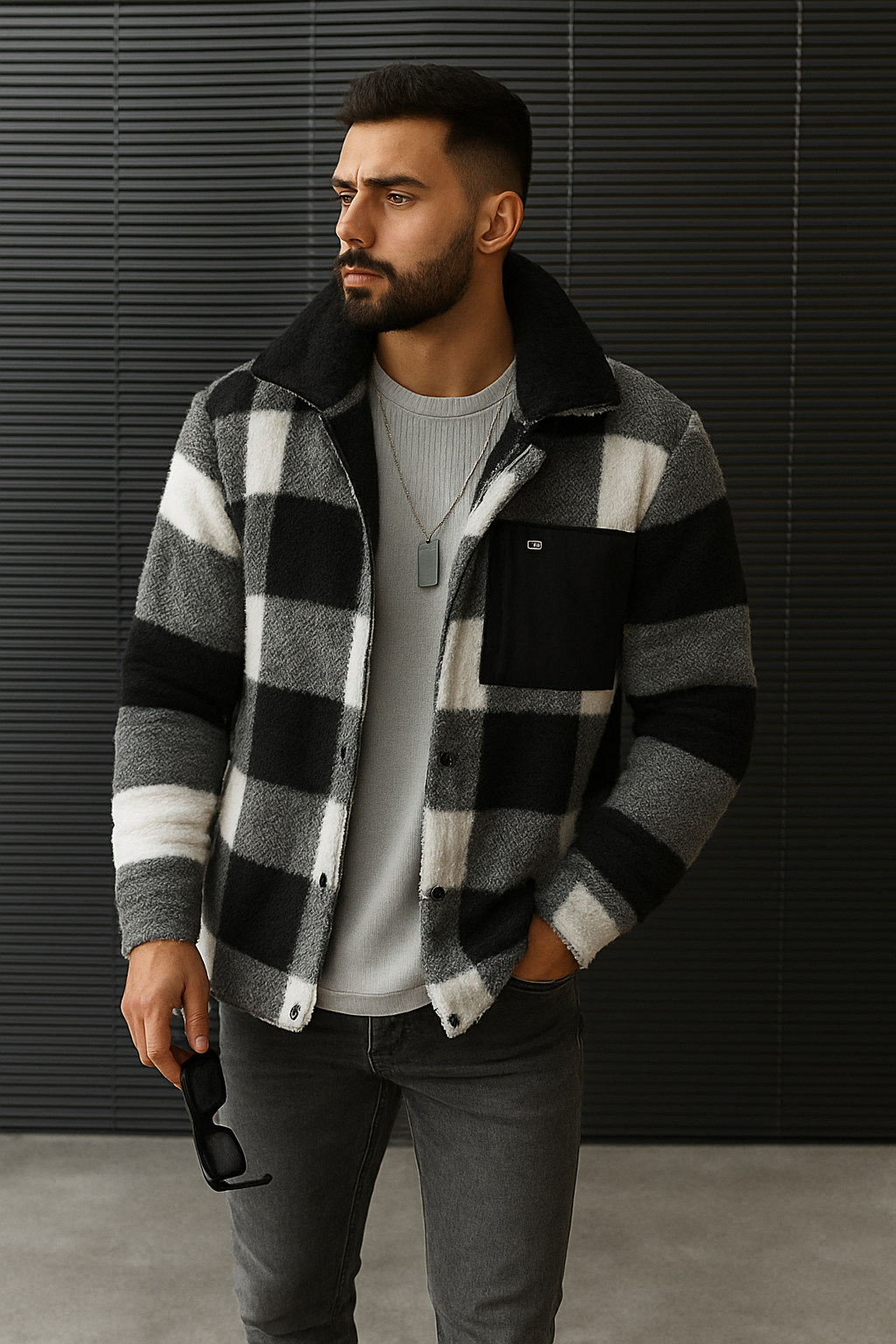Mens Premium Sherpa Fleece Plaid Jacket Thermally Insulated - Apparel & Accessories > Clothing > Outerwear > Coats & Jackets from Carter Wear