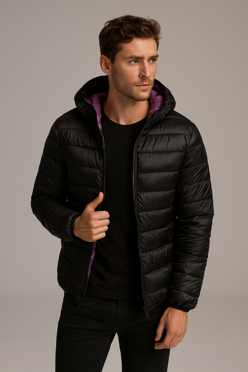 Mens Reversible Puffer Jacket Interchangeable Layer System Weatherproof Insulation