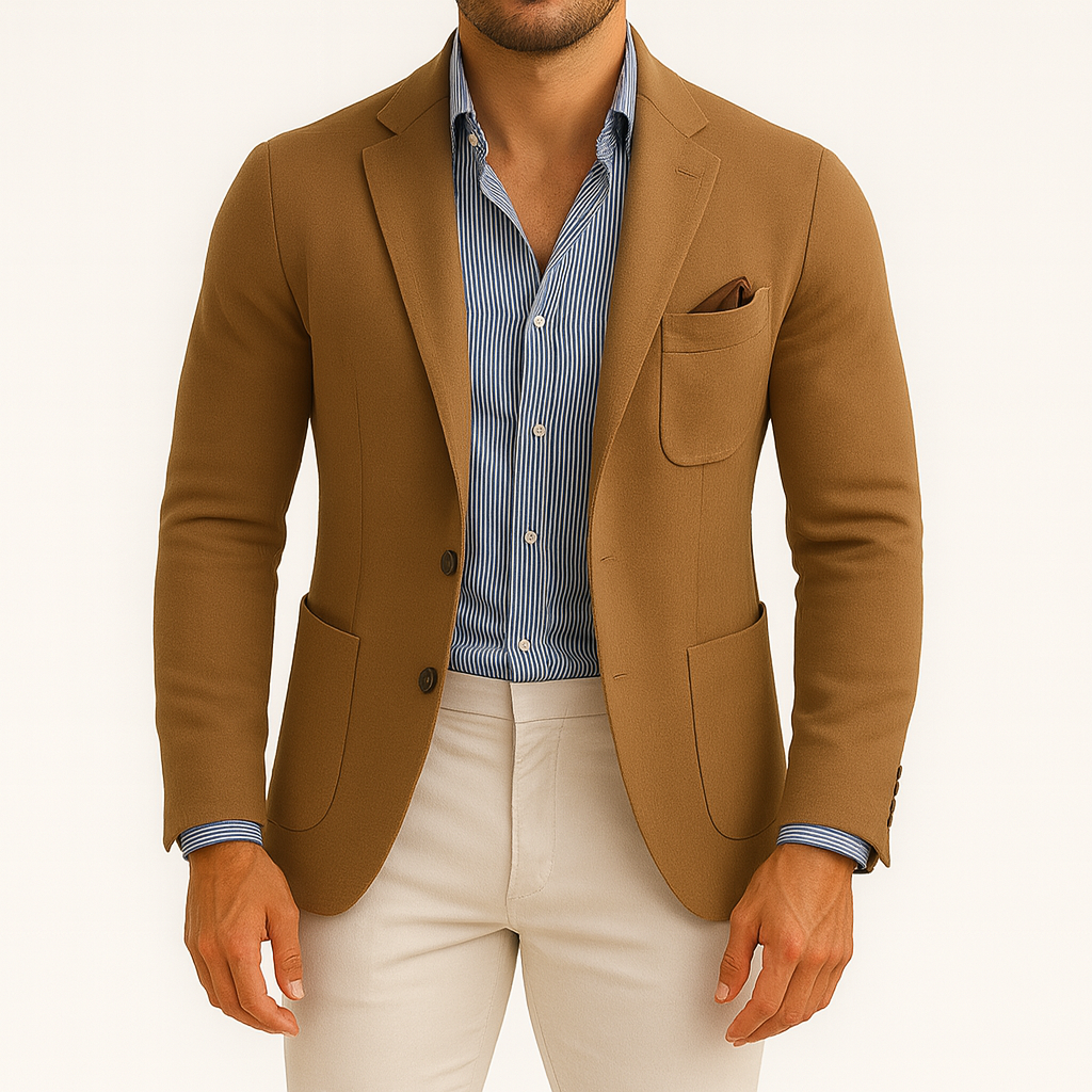 Lightweight Stretch Blazer - Slim-Fit Notch Lapel Breathable Everydaywear Smart Wardrobe - Apparel & Accessories > Clothing > Outerwear > Coats & Jackets > Sport Jackets from Carter Wear