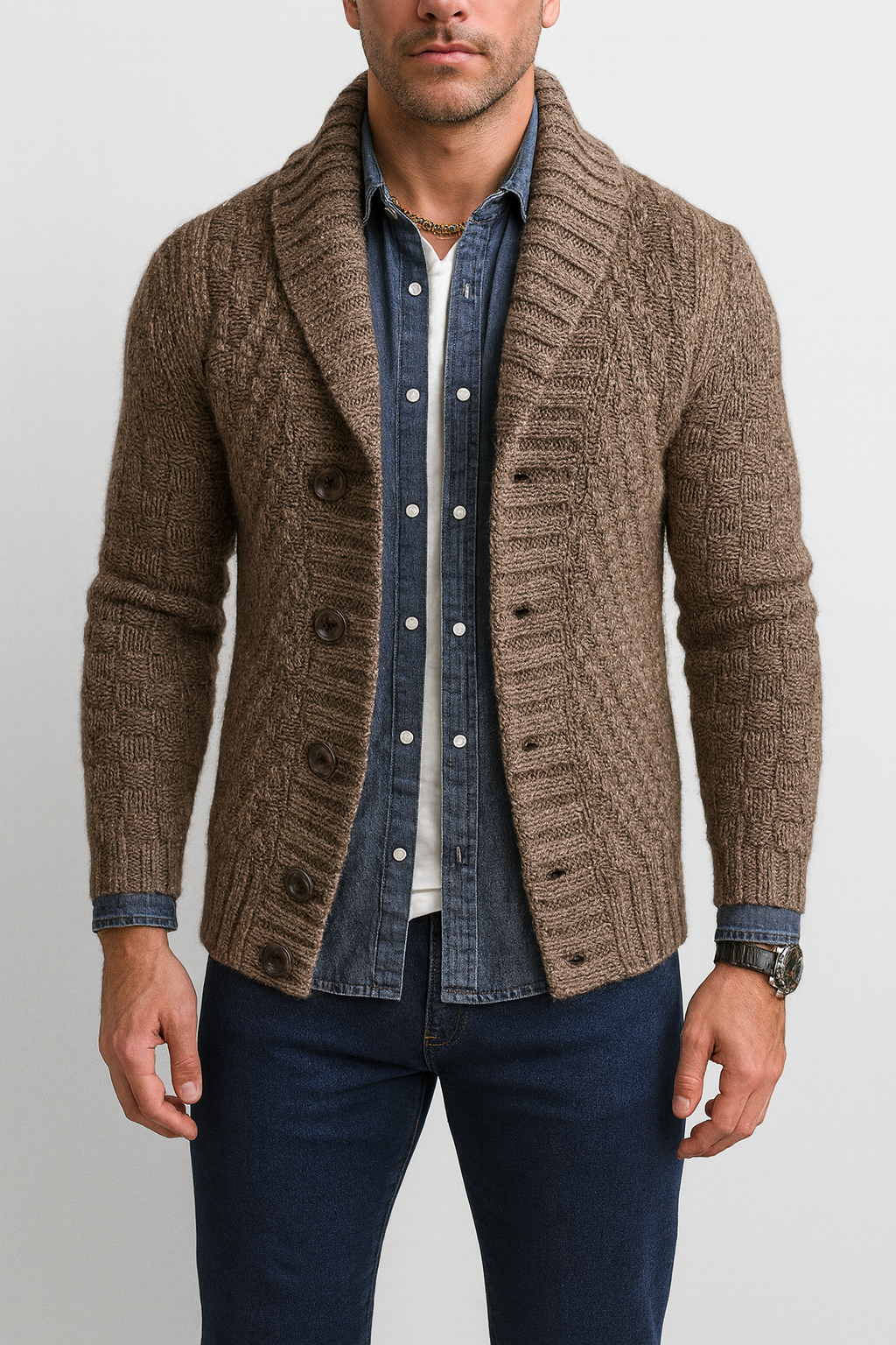 Mens Wool Blend Knit Cardigan UltraSoft Merino Warmth Relaxed-Fit - Apparel & Accessories > Clothing > Clothing Tops > Cardigans from Carter Wear