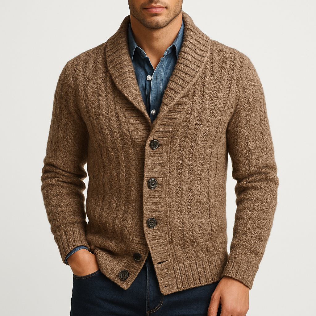 Mens Wool Blend Knit Cardigan UltraSoft Merino Warmth Relaxed-Fit - Apparel & Accessories > Clothing > Clothing Tops > Cardigans from Carter Wear