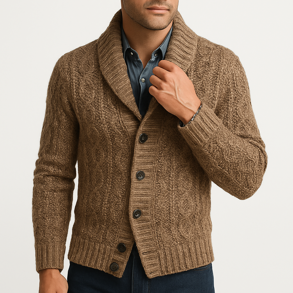 Mens Wool Blend Knit Cardigan UltraSoft Merino Warmth Relaxed-Fit - Apparel & Accessories > Clothing > Clothing Tops > Cardigans from Carter Wear