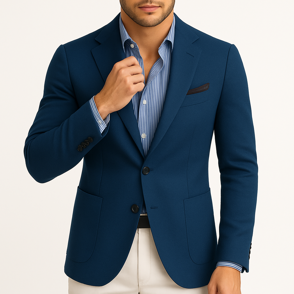Lightweight Stretch Blazer - Slim-Fit Notch Lapel Breathable Everydaywear Smart Wardrobe - Apparel & Accessories > Clothing > Outerwear > Coats & Jackets > Sport Jackets from Carter Wear